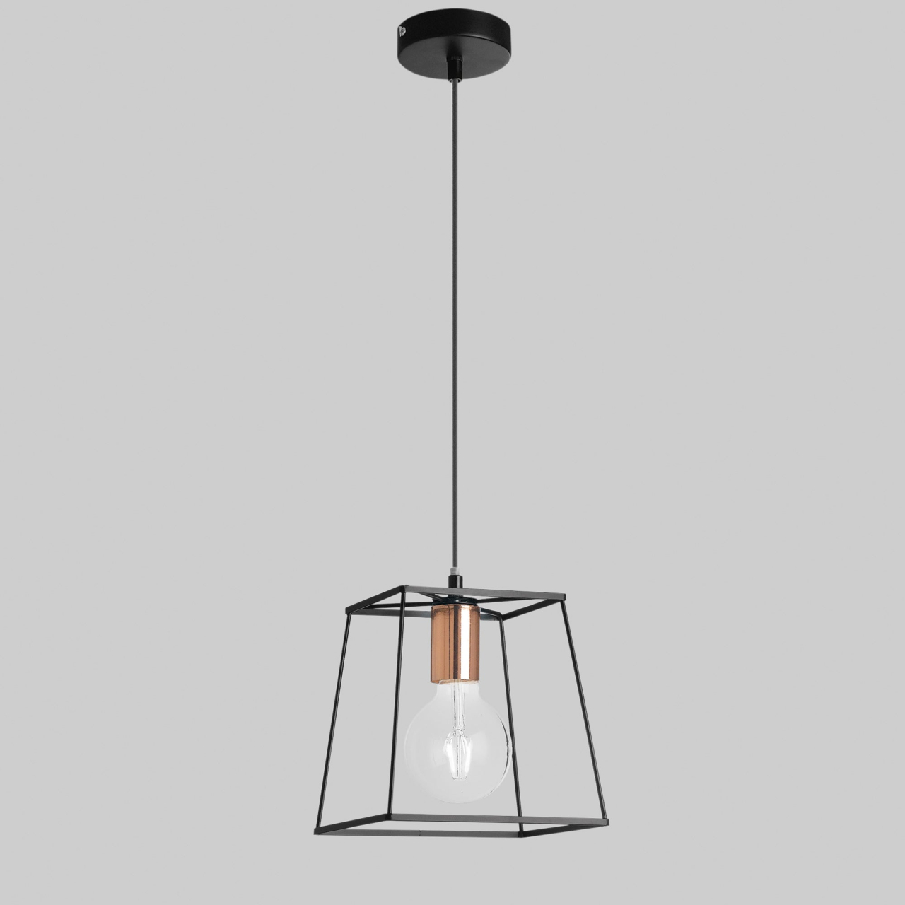 SOSPENSIONE HARLEM NERA/RAME 1XE27 22X22X120CM [2]