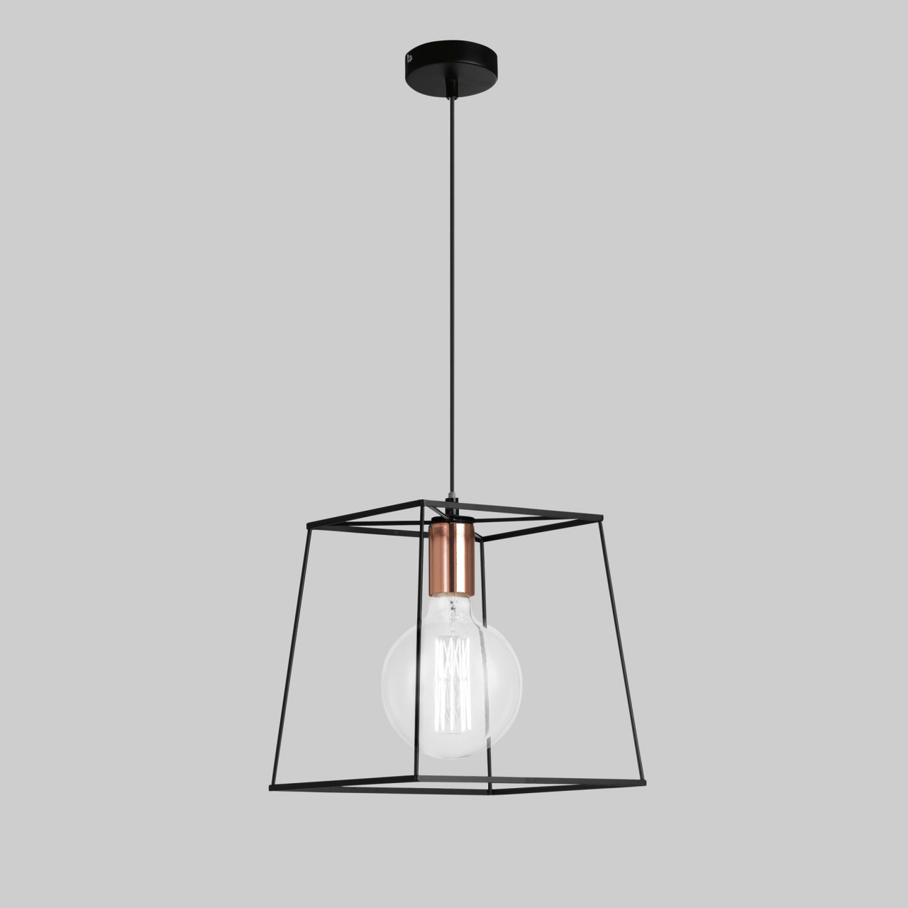 SOSPENSIONE HARLEM NERA/RAME 1XE27 25 25X125CM [2]