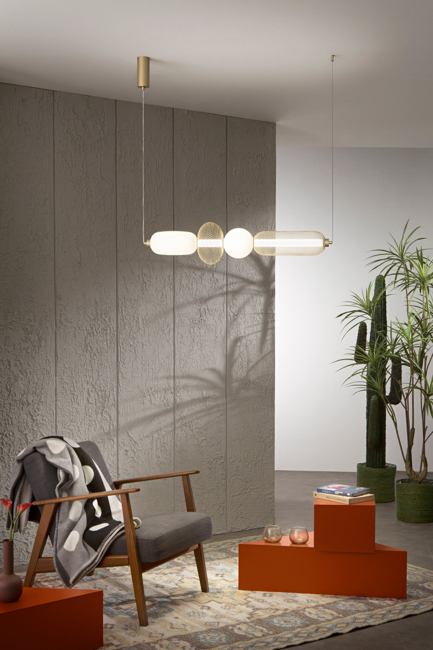 SOSPENSIONE LED INKAS ORO IN VETRO 31W 3720LM CCT 3000/3500/4000K 98X22X22CM [2]