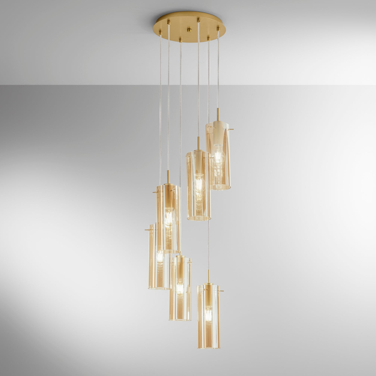 SOSPENSIONE MAGIC ORO/AMBRA 6XE27 35X35X150CM [2]