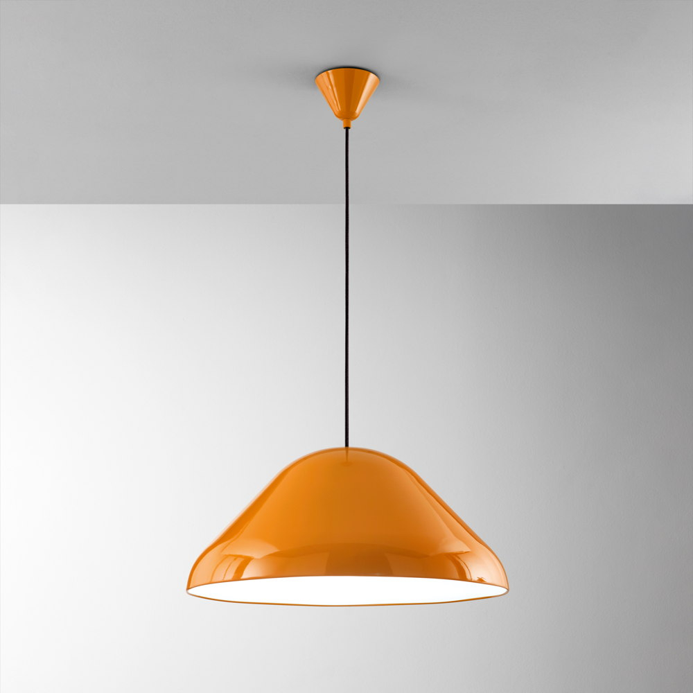 SOSPENSIONE NAMEKO 1XE27 COLORE ARANCIO LUCIDO INTERNO BIANCO D.56CM [1]