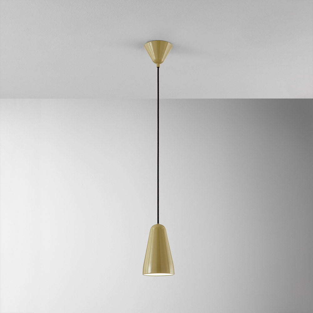 SOSPENSIONE NAMEKO 1XE27 COLORE KHAKI LUCIDO INTERNO BIANCO D.12CM [1]