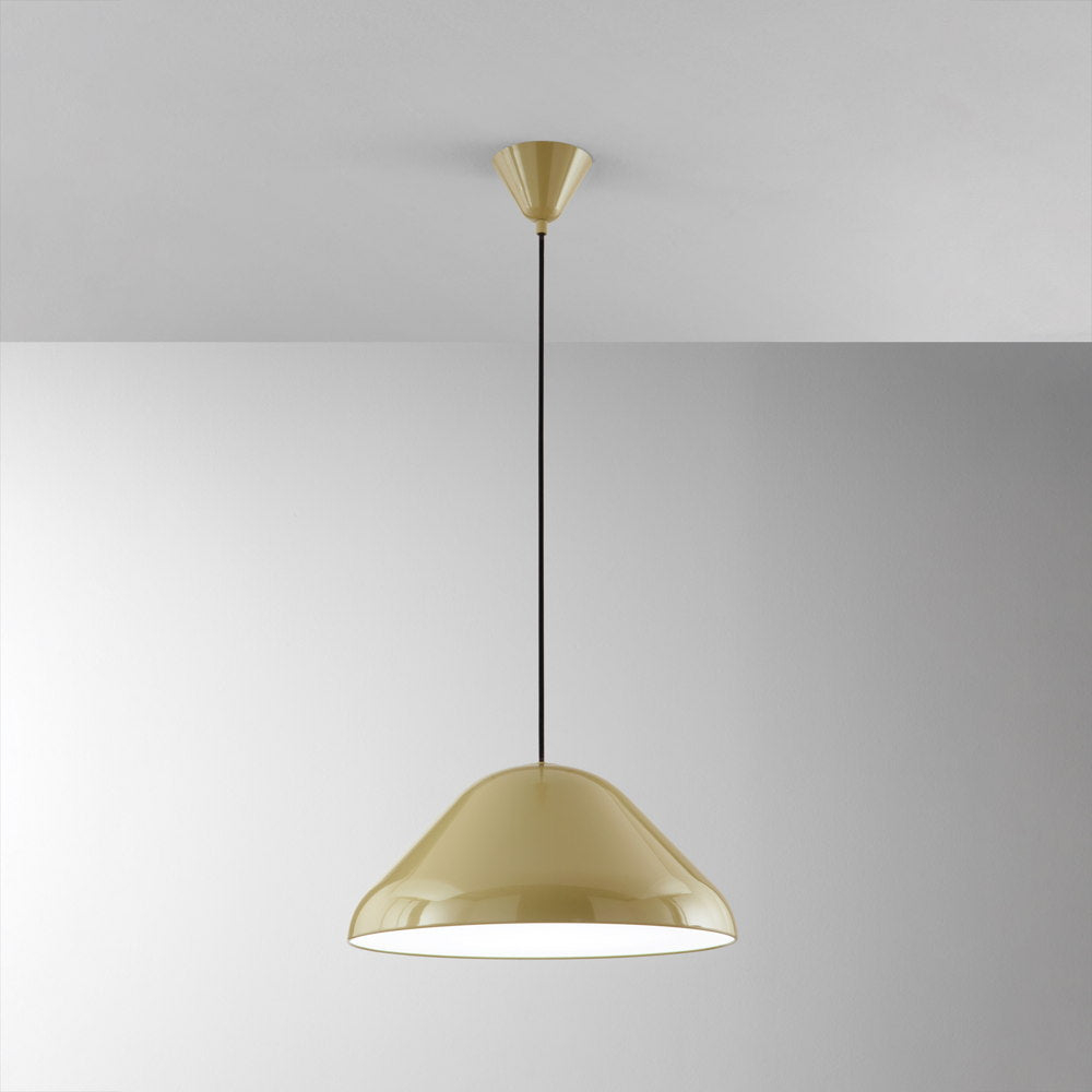 SOSPENSIONE NAMEKO 1XE27 COLORE KHAKI LUCIDO INTERNO BIANCO D.43CM [1]