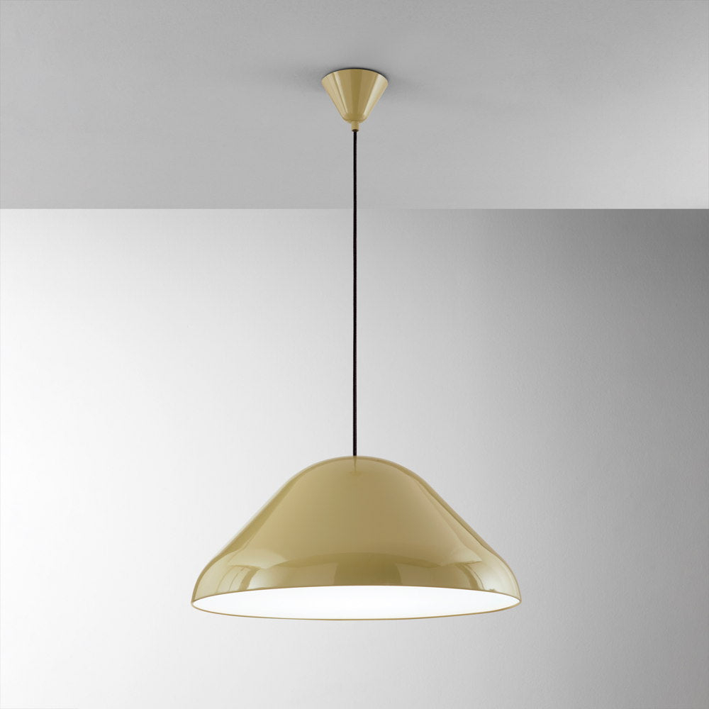 SOSPENSIONE NAMEKO 1XE27 COLORE KHAKI LUCIDO INTERNO BIANCO D.56CM [1]