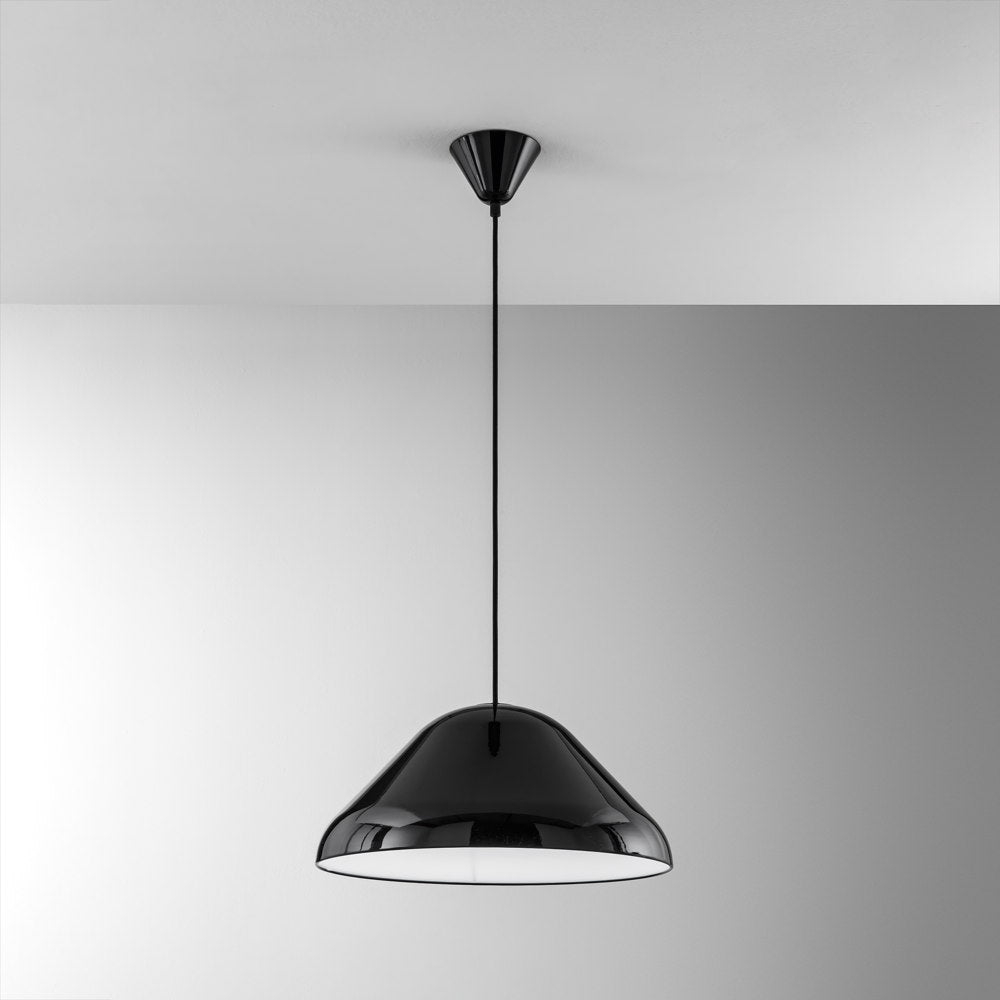 SOSPENSIONE NAMEKO 1XE27 COLORE NERO LUCIDO INTERNO BIANCO D.43CM [1]