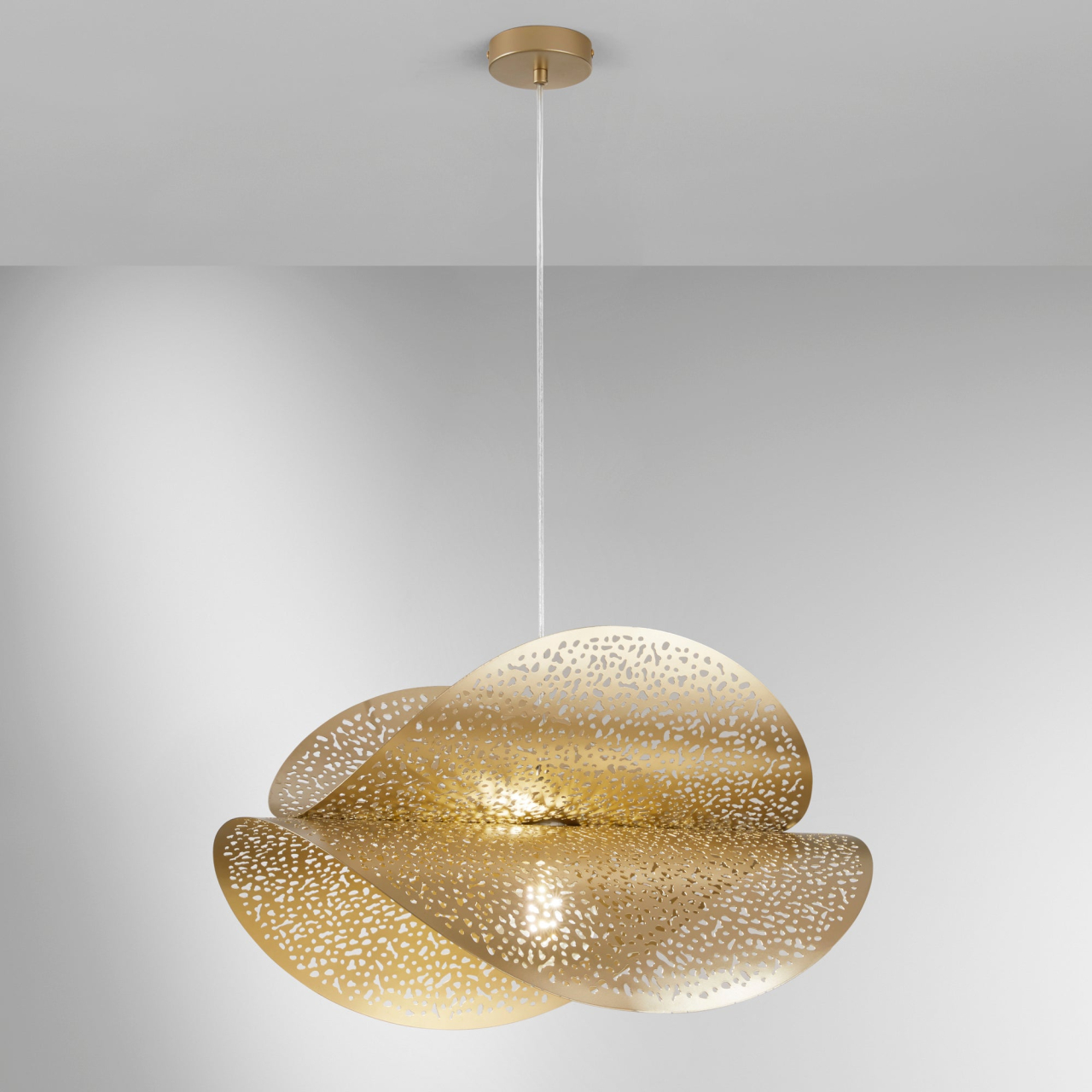 SOSPENSIONE RHEI-TARA ORO DOPPIO DIFFUSORE 1XE27 60X33X150CM [2]
