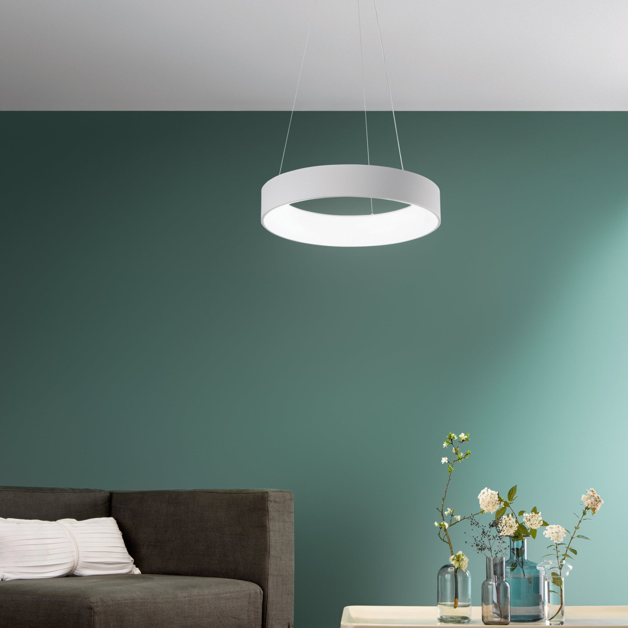 SOSPENSIONE LED NOAH BIANCA 60W 8000LM CCT 60X10X150CM [6]