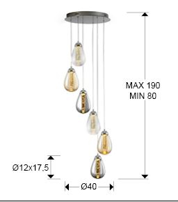 Suspensie moderna Taccia 394834 LAMP 6L,CHROME/COLOUR - Schuller [2]