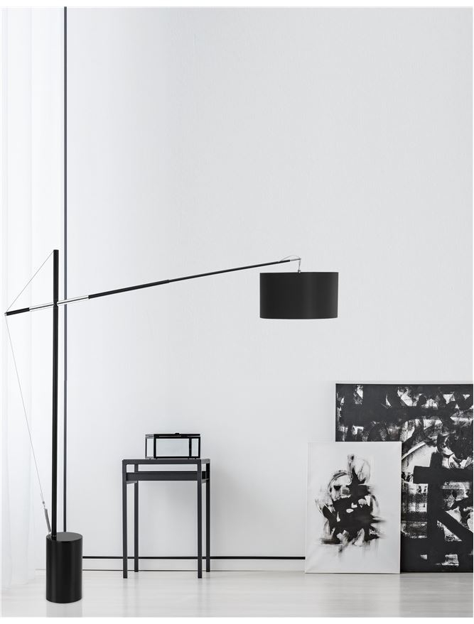 TRACCIA lampadar - 41455401 - Iron & Plastic Black Fabric Shade Adjustable [1]
