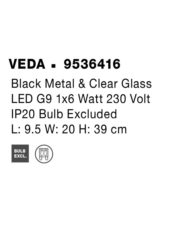 VEDA aplica AP1 - 9536416 - Black Metal & Clear Glass [9]