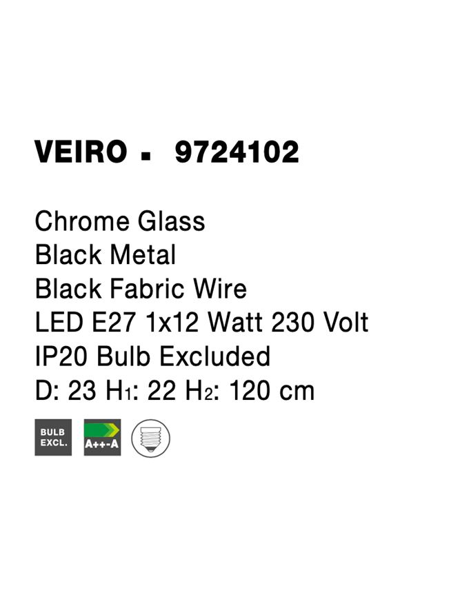 VEIRO suspensie SP1 - 9724102 - Chrome Glass Black Metal Black Fabric Wire [7]