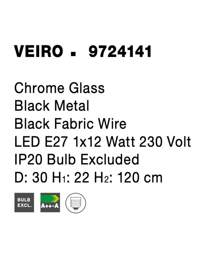 VEIRO suspensie SP1 - 9724141 - Chrome Glass Black Metal Black Fabric Wire [8]