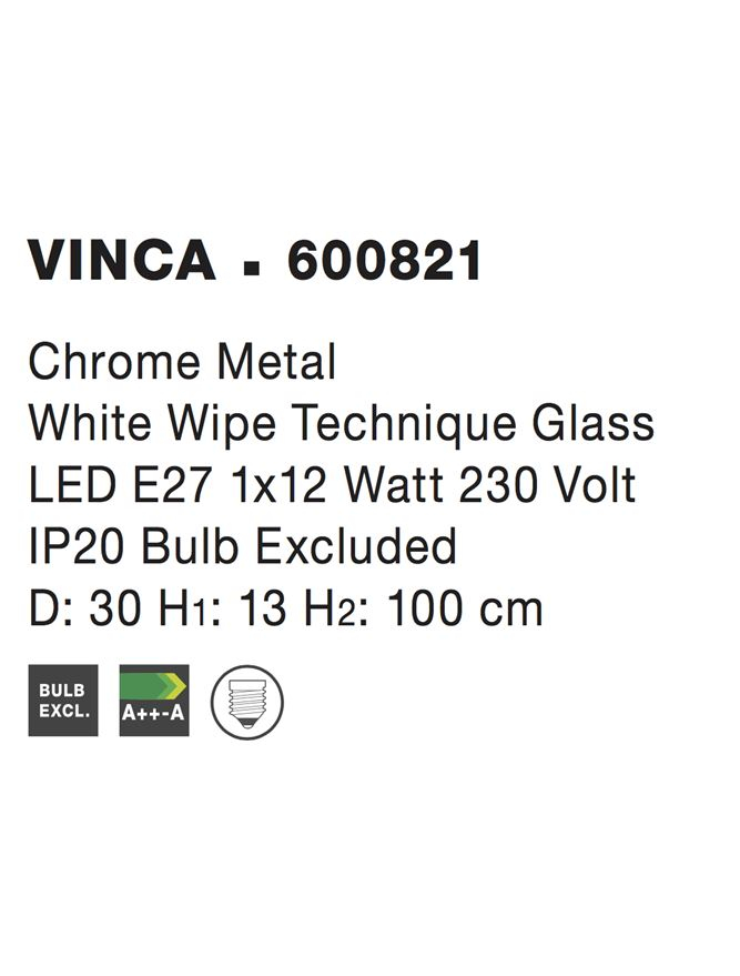 VINCA suspensie SP1 - 600821- Chrome Metal White Wipe Technique Glass [4]