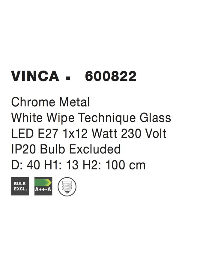 VINCA suspensie SP1 - 600822 - Chrome Metal White Wipe Technique Glass [4]
