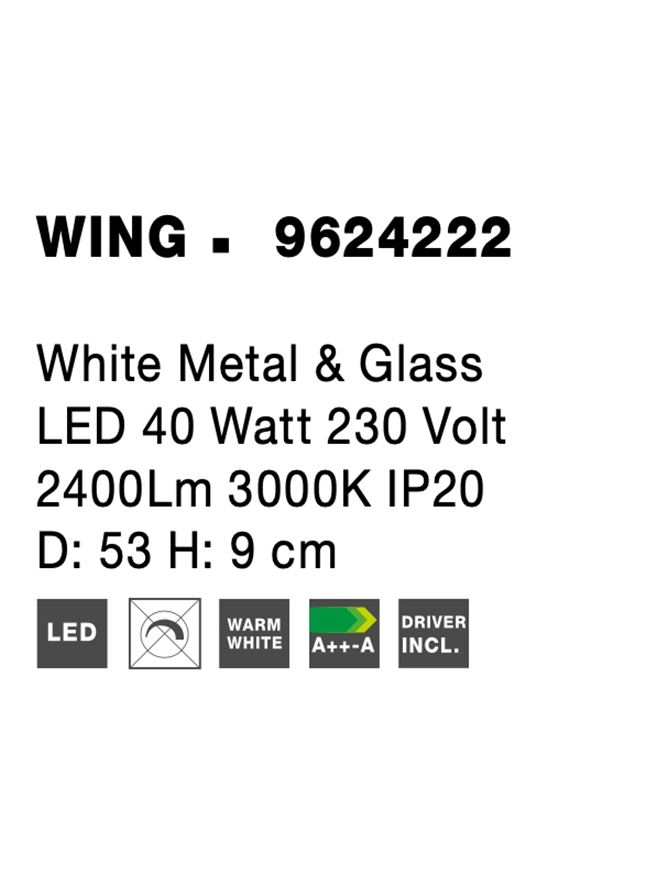 WING plafoniera - 9624222 - White Metal & Glass [7]