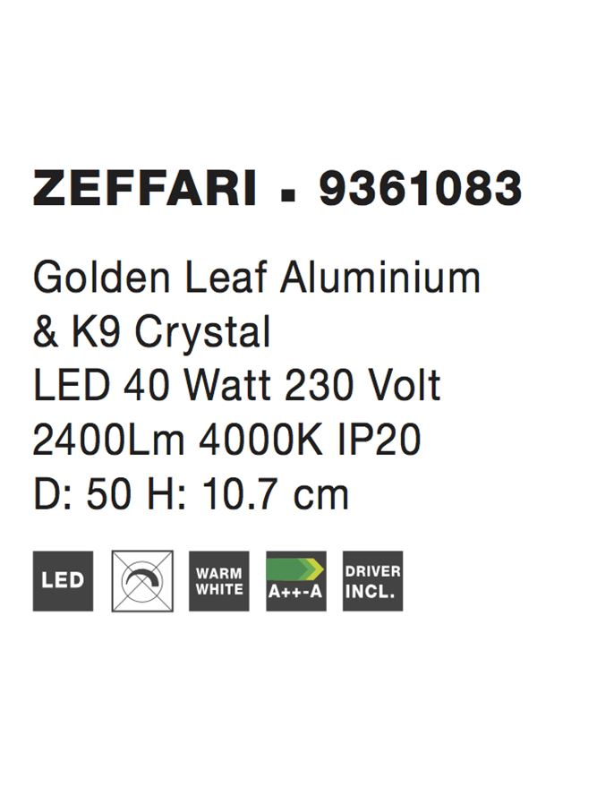 ZEFFARI plafoniera - 9361083 - Golden Leaf Aluminium & K9 Crystal [4]