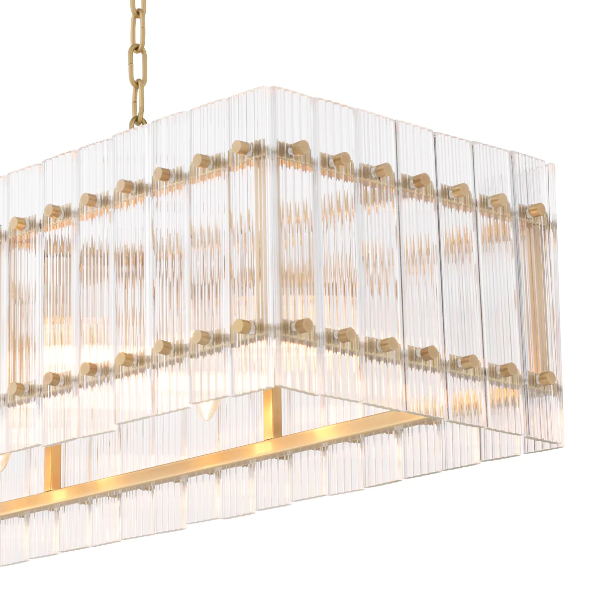 114386 Chandelier Ruby rectangular Antique brass finish | clear glass [1]
