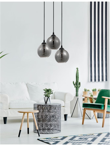 Lustre simple - ADELINA suspensie SP3 - 8436402 - Smoke Glass Black Meta