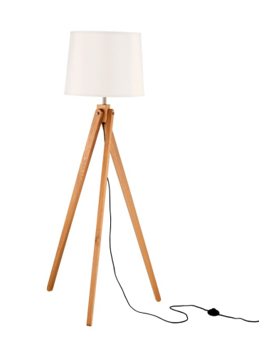 ALMA lampadar - 60201 - Natural Wood Sand White Shade Black Fabric Wire [1]