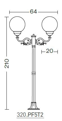 Stalpi - Stalp de exterior cu doua globuri (glob mic 20 cm) Amalfi mini - Landa