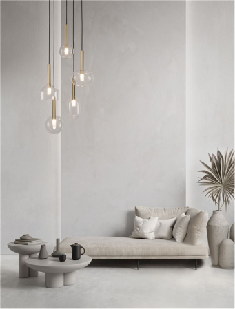 Amelia R5 suspensie moderna Sandy Gold & Clear Glass - 9028835 [3]