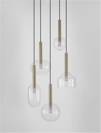 Amelia R5 suspensie moderna Sandy Gold & Clear Glass - 9028835 [1]