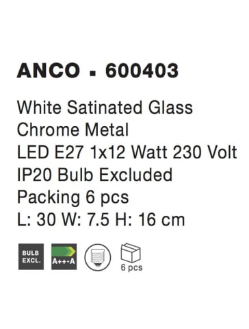 ANCO plafoniera - 600403 - White Satinated Glass Chrome Metal [3]