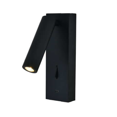 TEK  - APLIQUE LECTOR LED 3W 2700K NEGRO TYPE-C CARGADOR