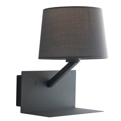 Aplice - APPLIQUE CIAK GRIGIA CON USB 2A 1XE27 23X22,5X31CM