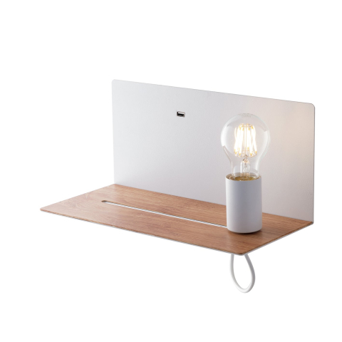 Aplice - APPLIQUE FLASH BIANCA CON MENSOLA E USB 2A 1XE27 33X18X15CM