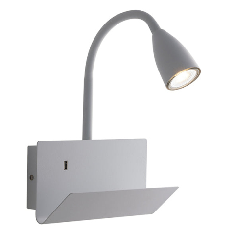 Aplice - APPLIQUE GULP FLESSIBILE BIANCA CON USB 2A 1XGU10 23X27X49CM