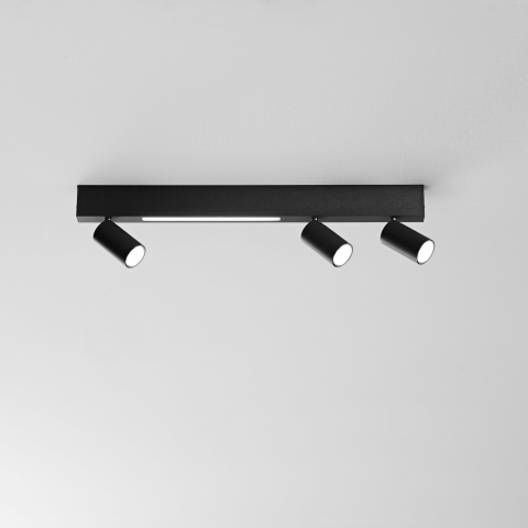 Aplice - APPLIQUE LED ORIENTED NERA 3XGU10 + LED 8W 400LM CCT 70X19X3CM