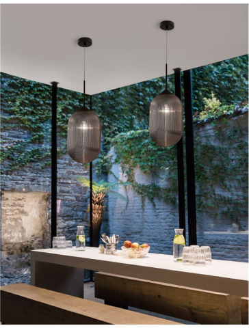 Lustre simple - ATHENA suspensie SP1 - 9119110 - Smoky Gray Glass Matt Black Metal