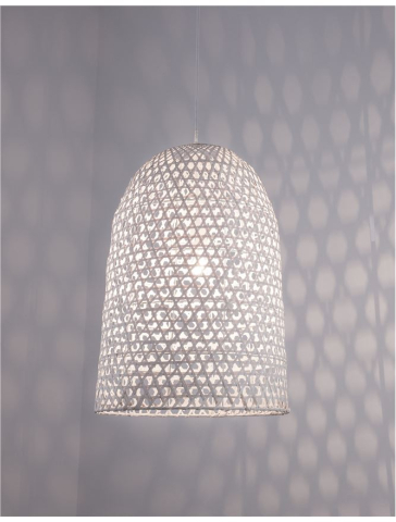 Lustre simple - AURORA suspensie SP1 - 9586682 - White Bamboo White Fabric Wire & Base
