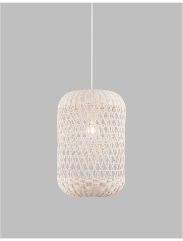 Lustre simple - AURORA suspensie SP1 - 9587162 - Ivory Ratan White Fabric Wire & Base