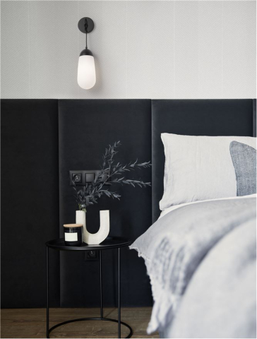 Aplice - BLAKY aplica AP1 - 9092828 - Matt Black Metal & Opal Glass