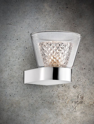 Lustre simple - BOCCALE aplica AP1 - 1300301302 - Chrome Aluminium Clear Glass