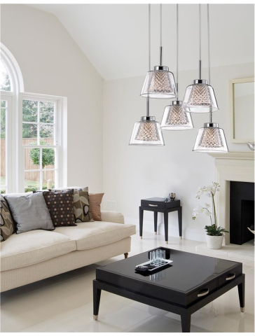 Lustre simple - BOCCALE suspensie SP5 - 1300301305 - Chrome Aluminium Clear Glass