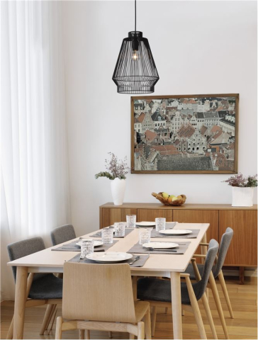 Lustre simple - BREDO suspensie SP1 - 9586510 - Black Aluminium Black Fabric Wire & Base