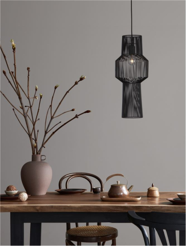 Lustre simple - BREDO suspensie SP1 - 9586511 - Black Aluminium Black Fabric Wire & Base