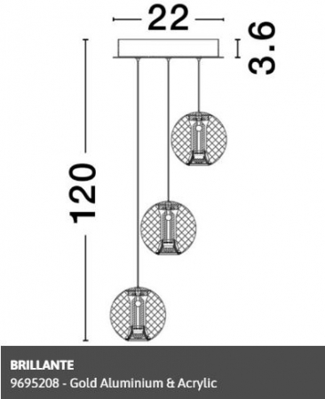 Suspensie moderna Brillante 3 brate - 9695208 - Nova Luce [2]