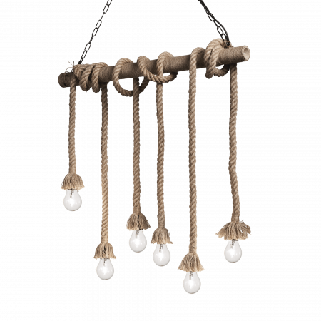 Lustre simple - SUSPENSIE RUSTICA - CANAPA SP6 - IDEAL-LUX