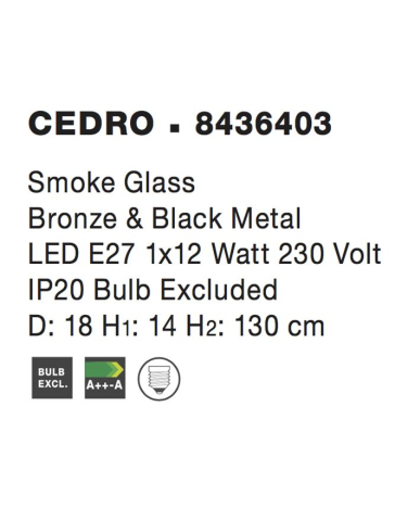 CEDRO suspensie SP1 - 8436403 - Smoky Glass Bronze & Black Metal [3]