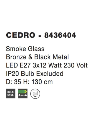 CEDRO suspensie SP3 - 8436404 - Smoky Glass Bronze & Black Metal [3]