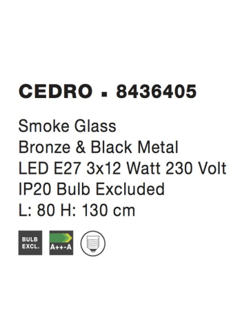 CEDRO suspensie SP3 - 8436405 - Smoky Glass Bronze & Black Metal [3]