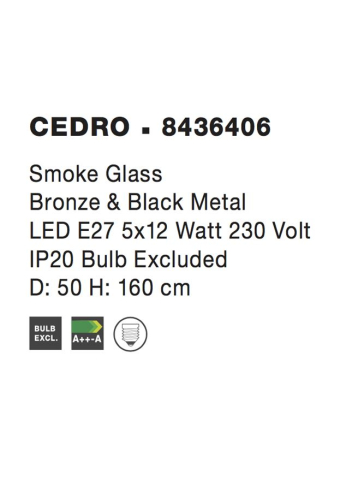 CEDRO suspensie SP5 - 8436404 - Smoky Glass Bronze & Black Metal [3]