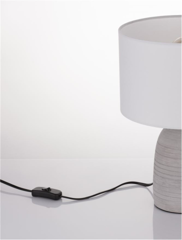 CHEMPO veioza - 9050166 - Grey Concrete & Metal White Fabric Shade [3]