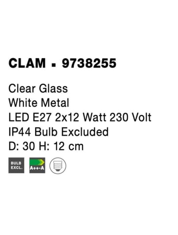 CLAM plafoniera - 9738255 - Smoke Chrome Glass White Metal [5]