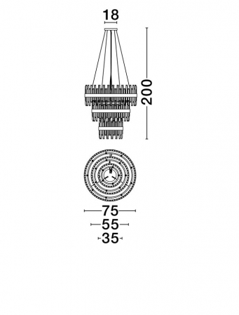 CROWN Suspension LAMP, 42L.,  diam 75+55+35 - GOLDEN - Nova Luce [4]