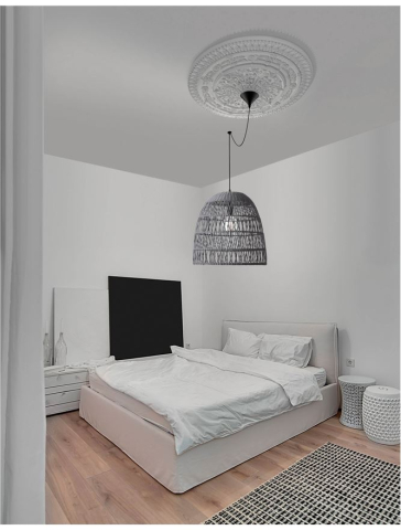 Lustre simple - DESTIN suspensie SP1 - 9586671 - Gray Rattan Black Fabric Wire & Base
